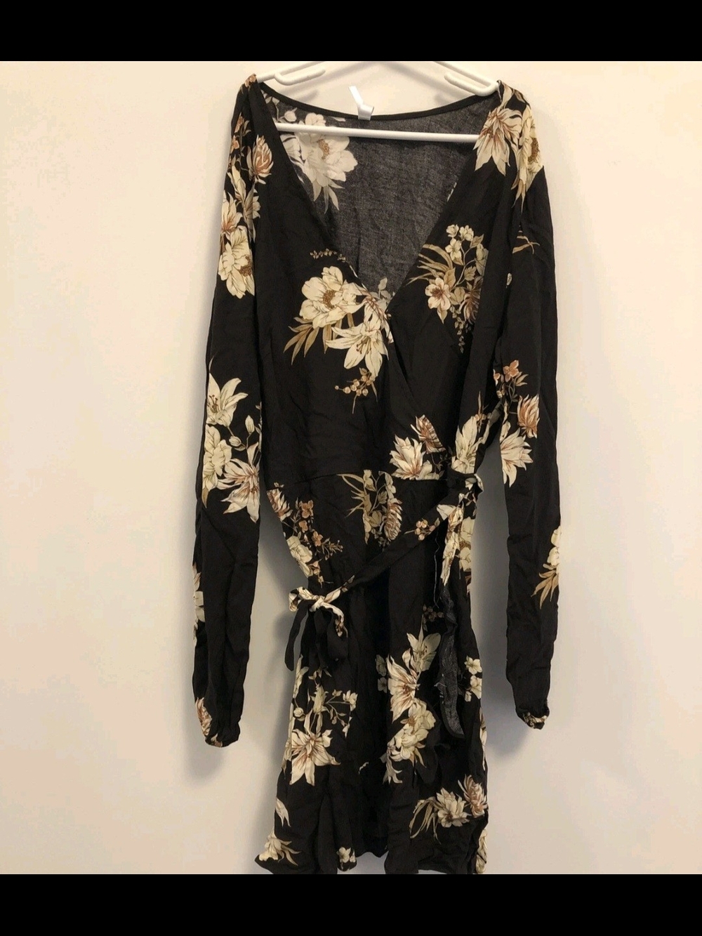 Xhilaration Black Floral Wrap Mini Dress